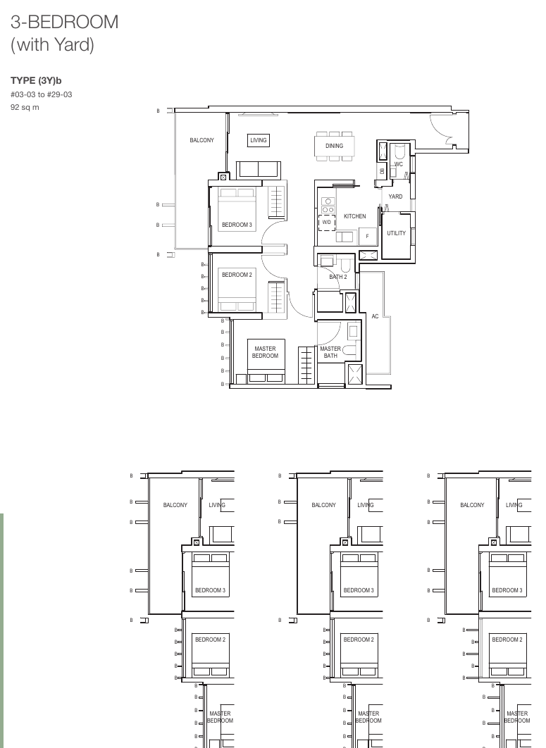 3-Bedroom + Yard, Type (3Y)b